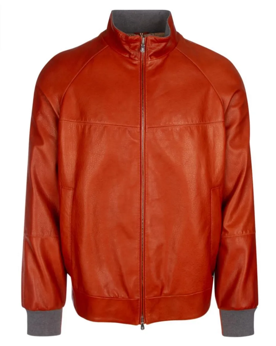 Brunello Cucinelli Men's Bomber Jacket In Orange