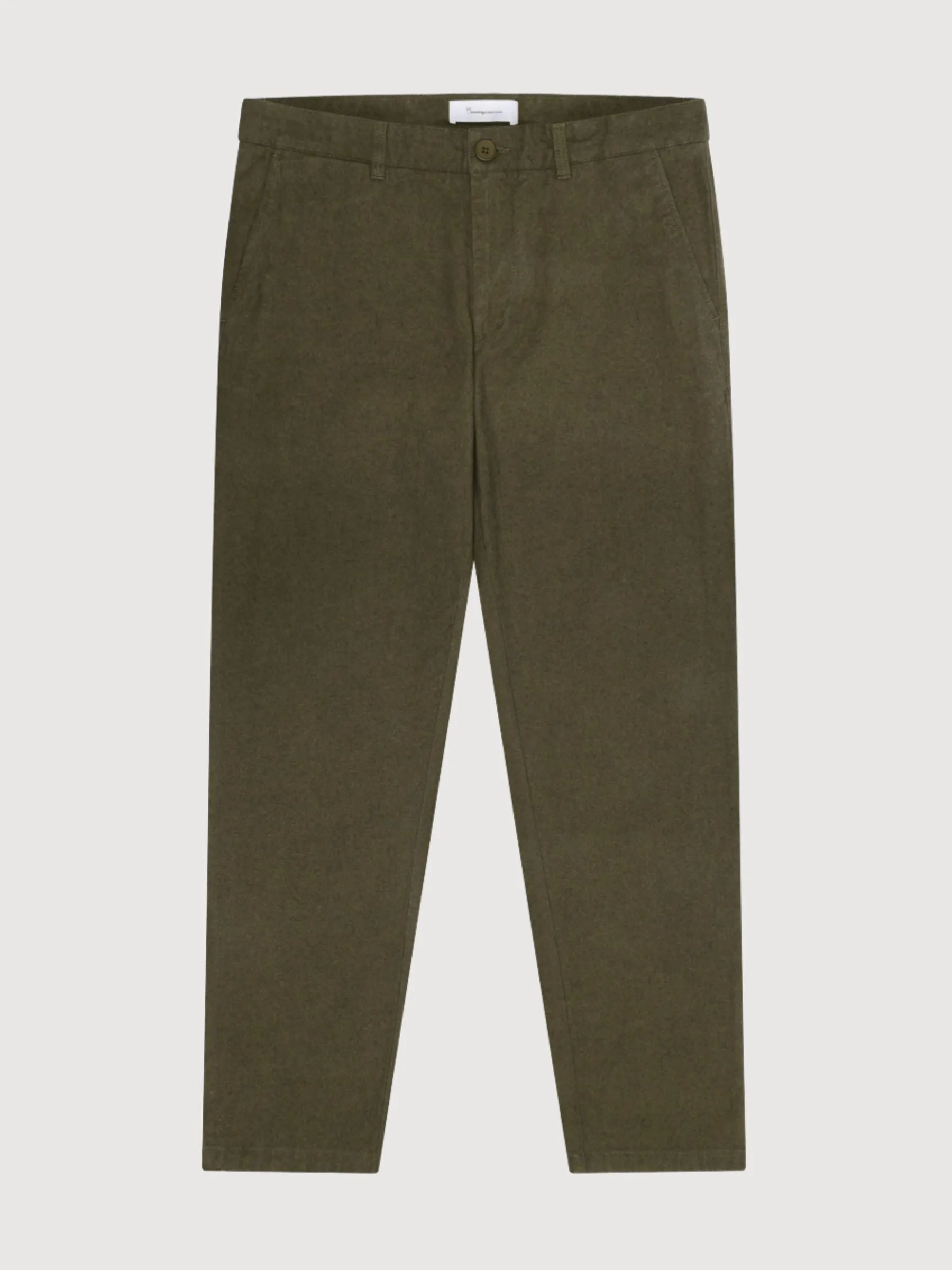 Chuck Flannel Chino Pants Green Olive Man | Knowledge Cotton Apparel