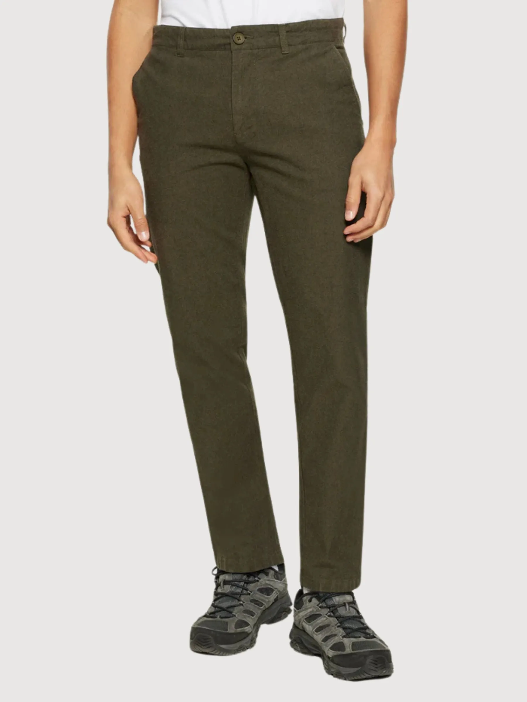 Chuck Flannel Chino Pants Green Olive Man | Knowledge Cotton Apparel