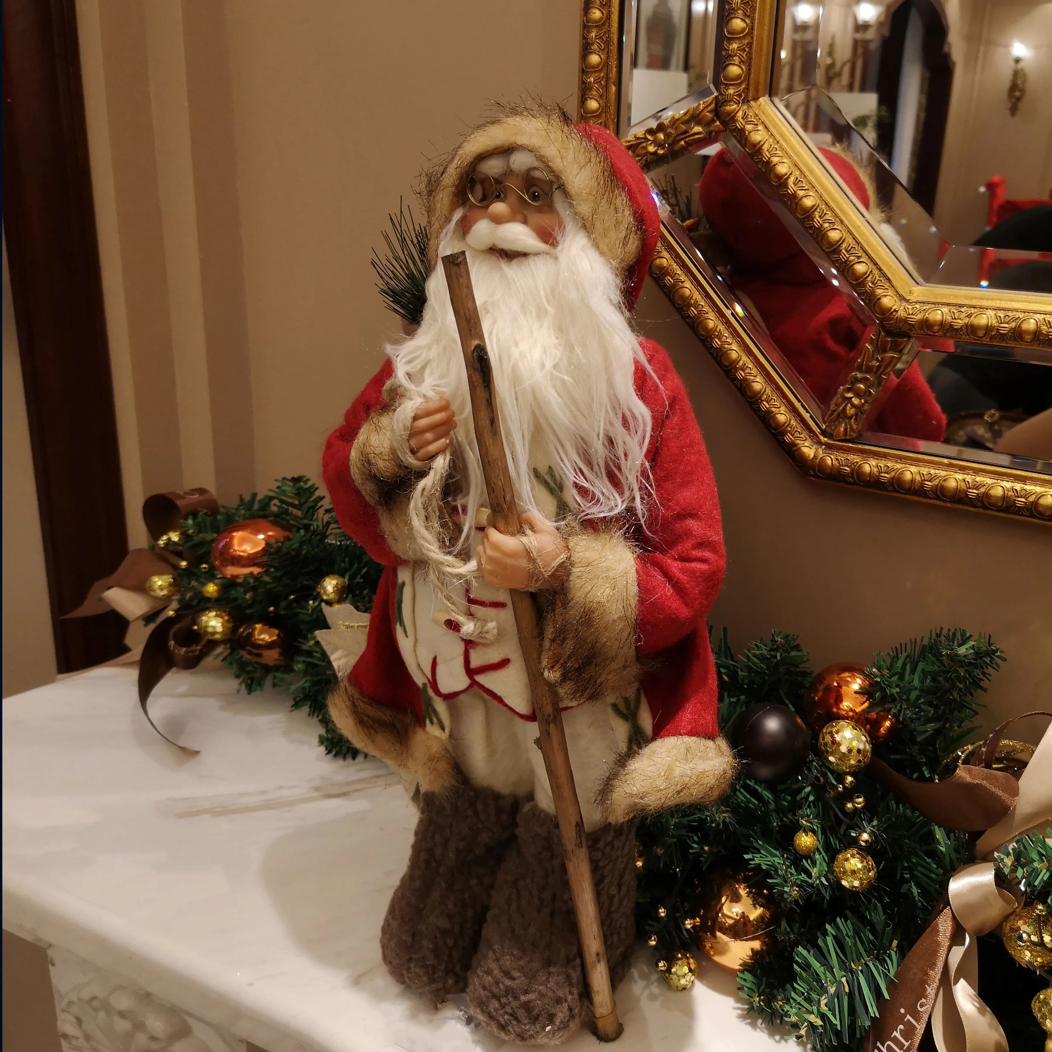 Handmade Santa Claus figure Christmas decoration 16.5'',red | Bstaofy