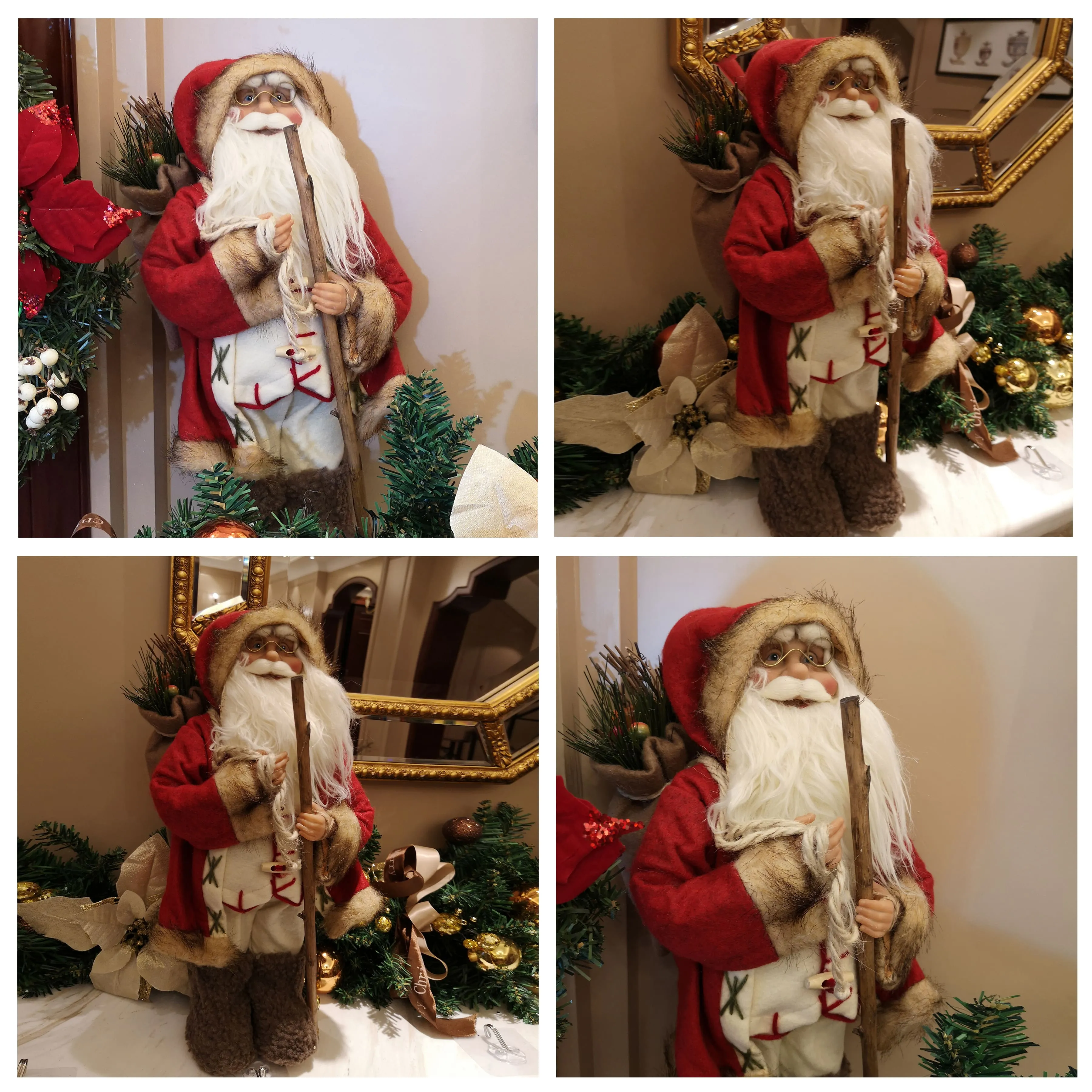 Handmade Santa Claus figure Christmas decoration 16.5'',red | Bstaofy