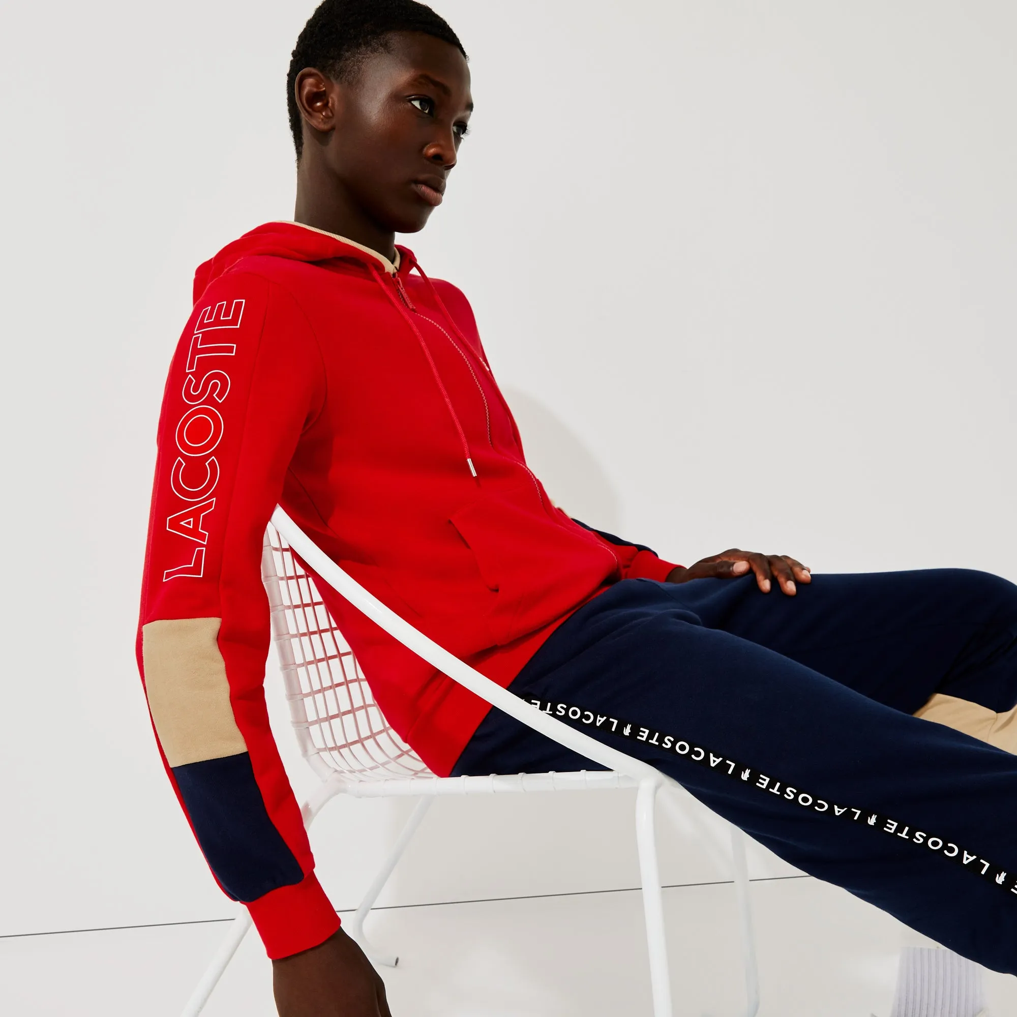 Lacoste Men's Hooded Colorblock Fleece Zip Sweatshirt