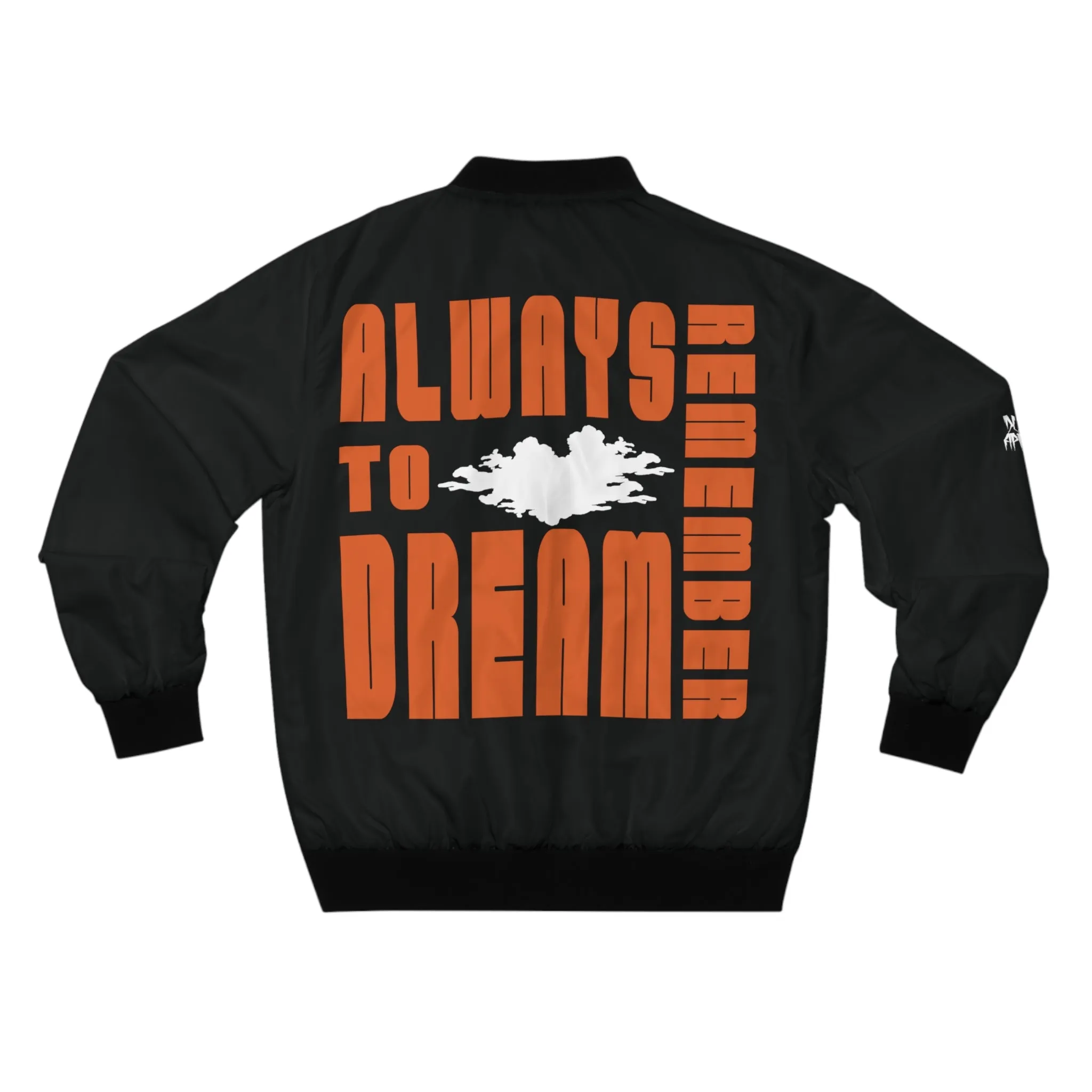 Men's Black Bomber Jacket Orange Dream Print