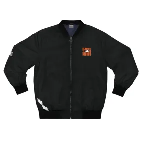 Men's Black Bomber Jacket Orange Dream Print