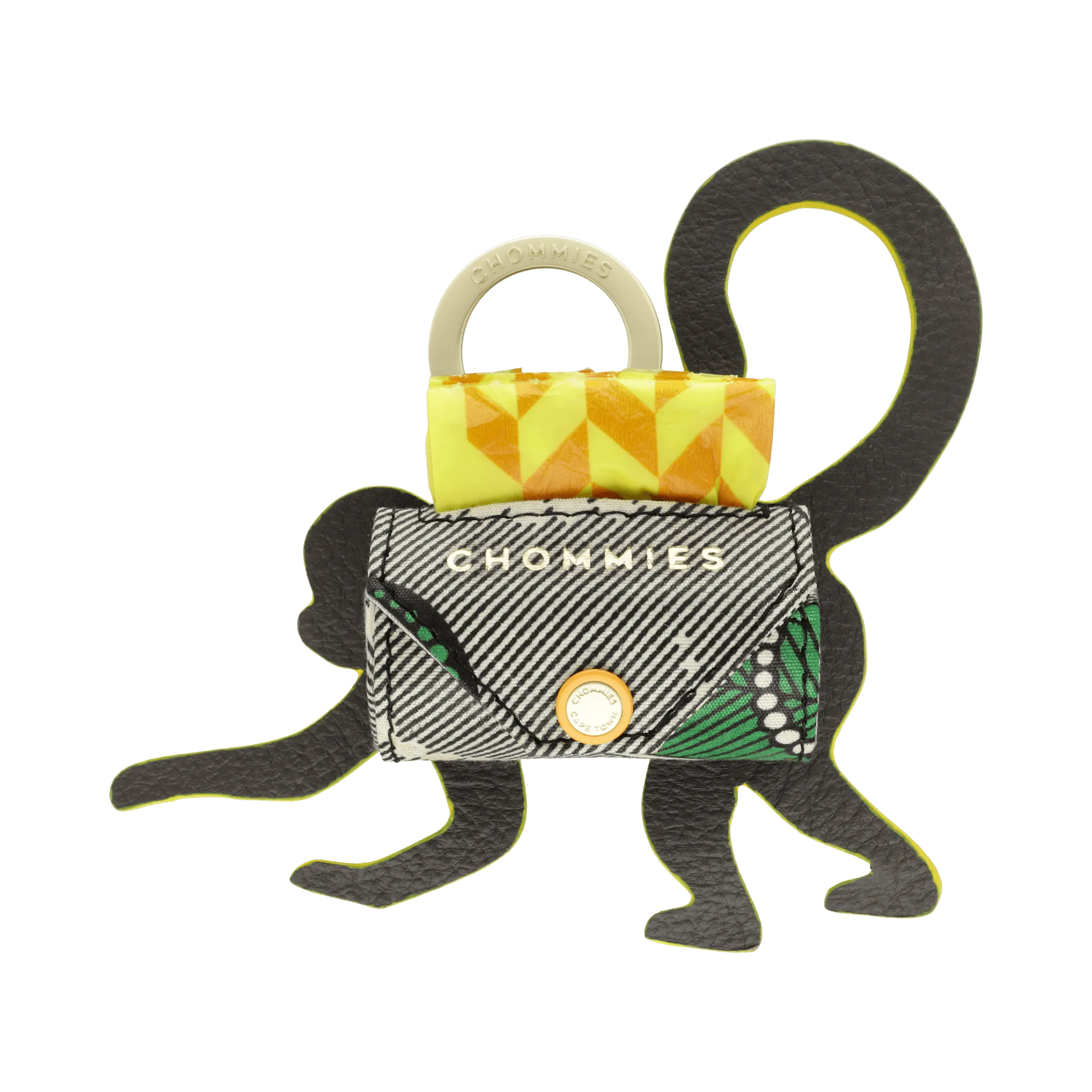Monkey Business Poo Bag Holder | Grey and Yellow