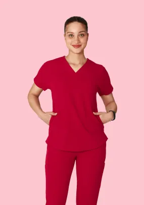 Oversized V Neck Top Crimson