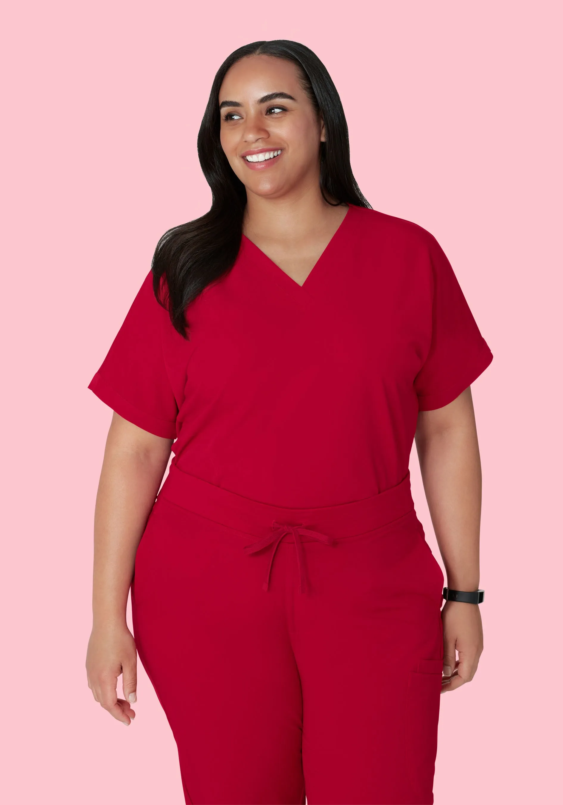 Oversized V Neck Top Crimson