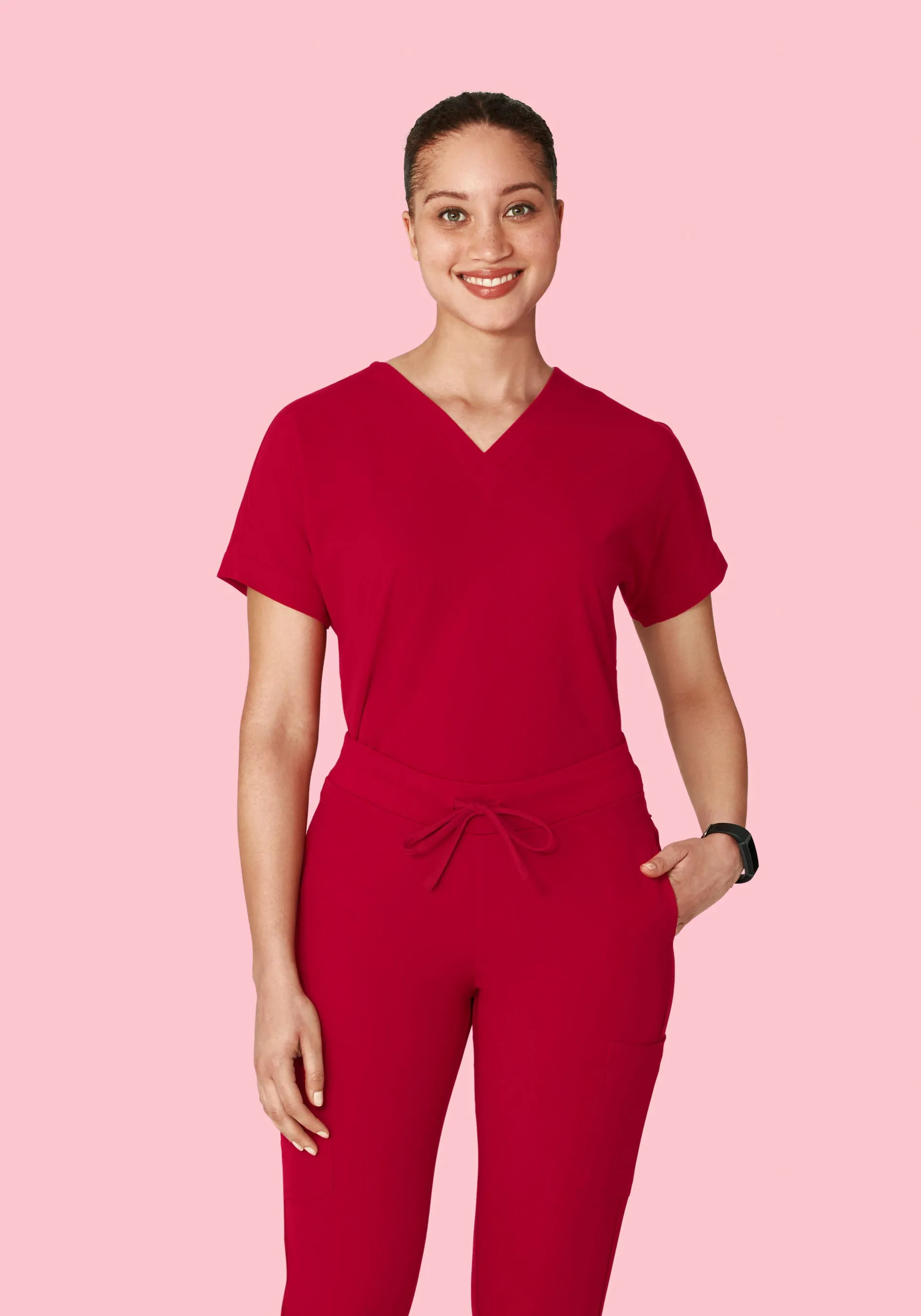 Oversized V Neck Top Crimson
