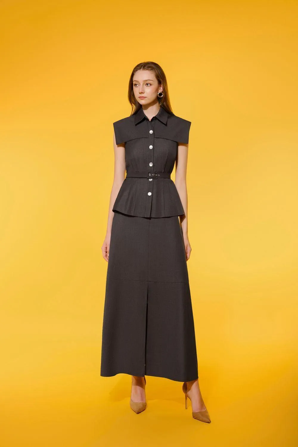 Ratih Peplum Cape Shoulder Polycotton Shirt