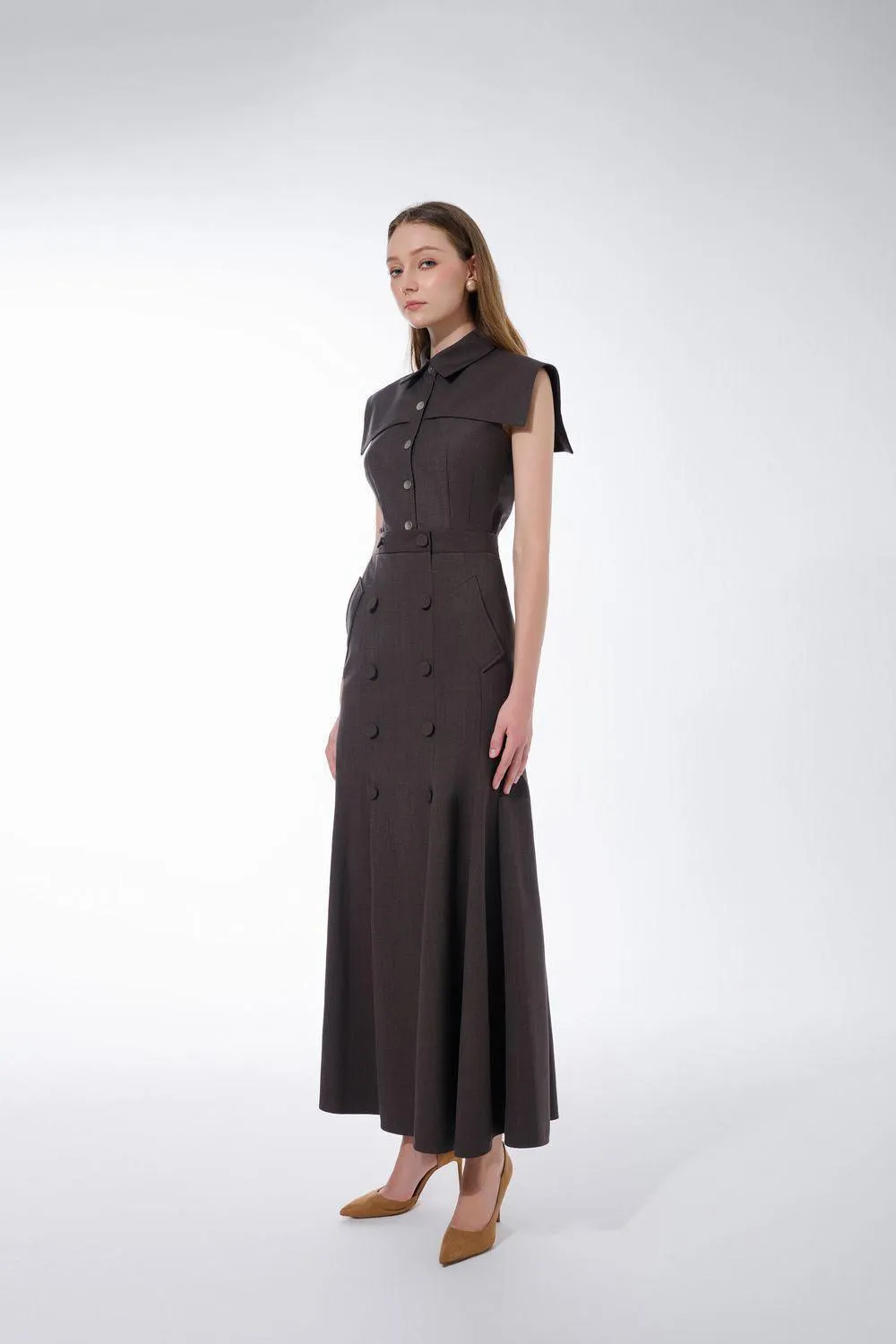 Ratih Peplum Cape Shoulder Polycotton Shirt